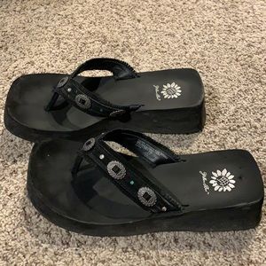 Yellow box western sandals